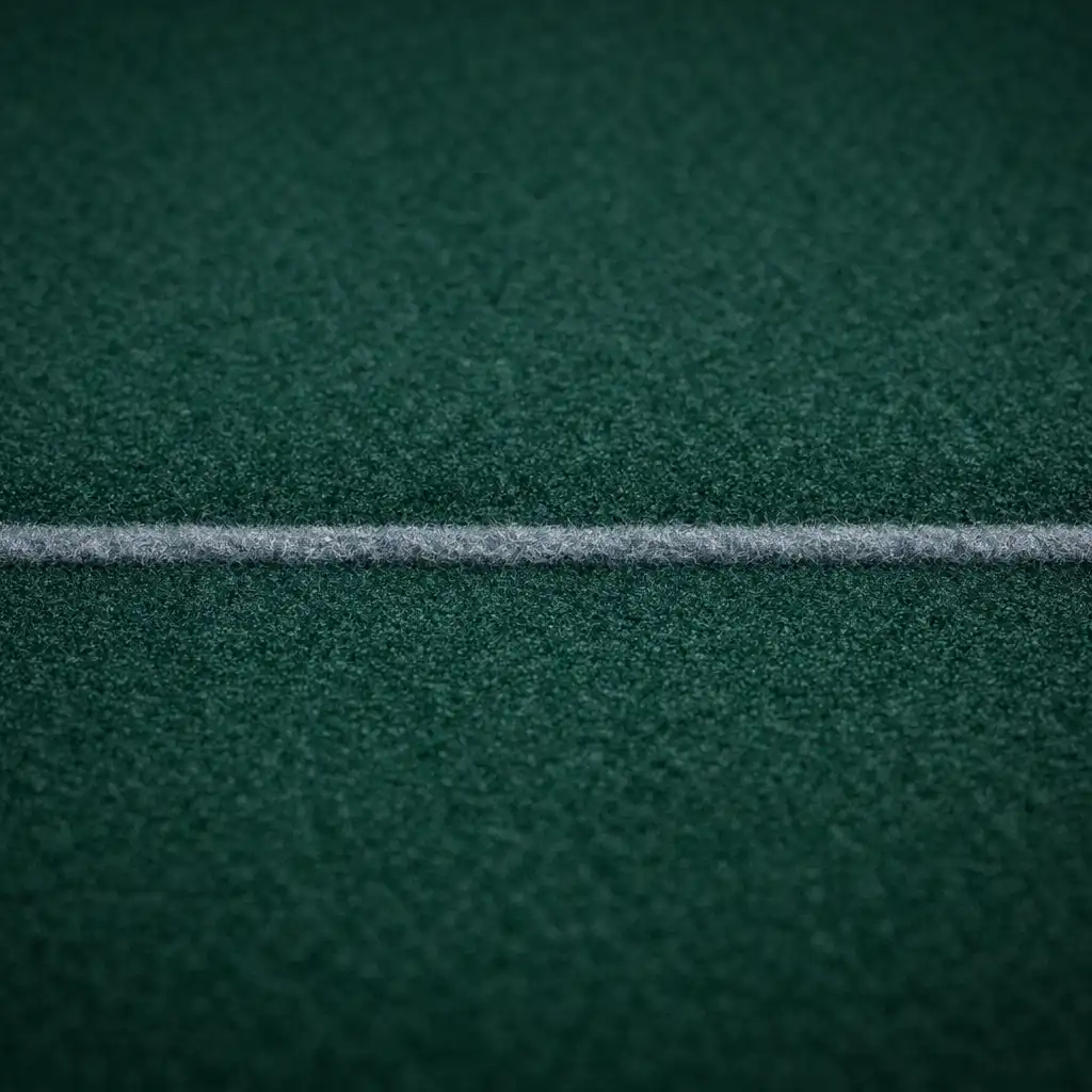 Extreme macro of dark green poker table felt with a subtle horizontal contour line